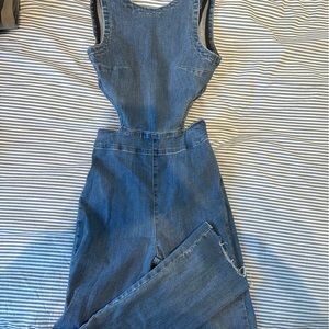 Open back jean jumpsuit